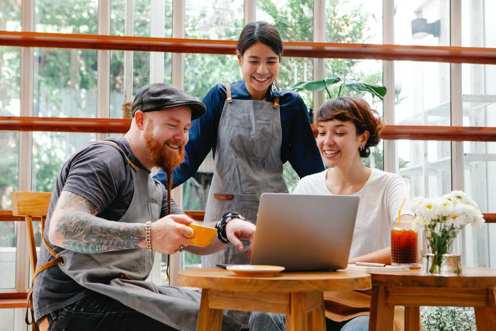 Coffee shop baristas meeting